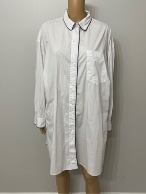 See ROSE Go Women’s White Poplin Tunic Button Up Shirt Dress Plus Size 2X